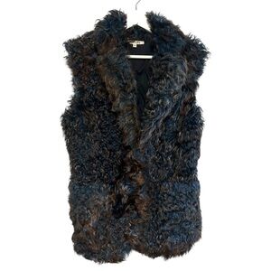 Hache S/M real fur‎ vest collar single button lamb fur luxury warm made in Italy
